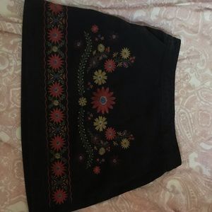 Black denim skirt